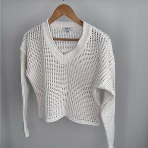 Madewell Open-Stitch V-Neck Pullover Sweater